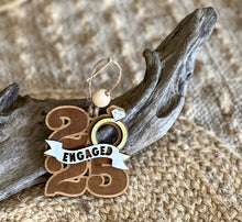 2025 Engagement Christmas Ornament – Newly Engaged Couple Gift, Hand-Painted Wooden Ring Ornament, Holiday Keepsake