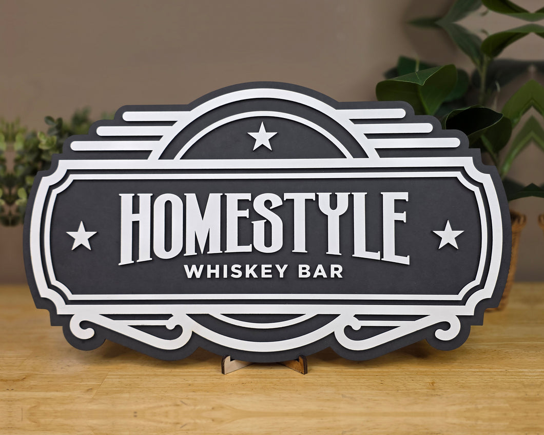 Cheers & Welcome Bar Sign – Custom Whiskey Bar Sign – Hand Painted OBX Bar Decor