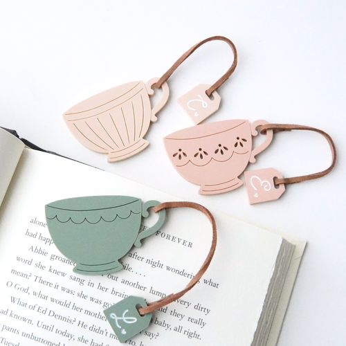 Personalized Teacup Bookmark | Scalloped Tea Cup Page Marker with Initial