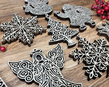 Handmade Outline Christmas Ornaments | Baltic Birch Angel, Reindeer, Santa, Snowflake, Tree & Snowman | Pattern Ply or Stained