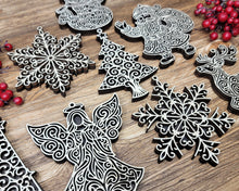 Handmade Outline Christmas Ornaments | Baltic Birch Angel, Reindeer, Santa, Snowflake, Tree & Snowman | Pattern Ply or Stained