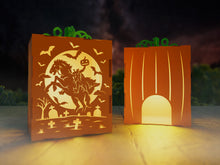 Haunt-O-Lanterns – 3D Pumpkin Light Boxes | Handmade Birch Halloween Décor | Spooky Tea Light Lantern with Faces or Haunted Scenes