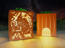 Haunt-O-Lanterns – 3D Pumpkin Light Boxes | Handmade Birch Halloween Décor | Spooky Tea Light Lantern with Faces or Haunted Scenes