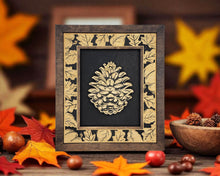 Harvest Frames Collection – Fall Wall Décor | Handmade Wood Frame with Pumpkin, Leaf, Acorn, Pinecone, or Cornucopia | OBX Rustic Home Décor