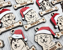 Custom Dog Breed Christmas Ornaments – Handcrafted Birch with Santa Hat 🐾🎄 Also great for Pet Businesses