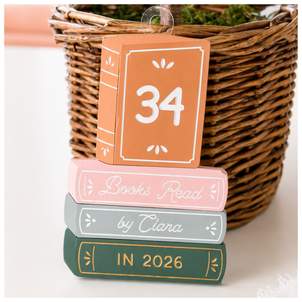 Personalized Books Read Ornament 2026 | Custom Name & Book Count | Birch and Acrylic Book Stack | Reader Gift