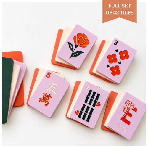 Handmade Acrylic Mahjong Tiles | Floral Mahjong Inspired Designs | Colorful Decorative Tiles | Mahjong Lover Gift