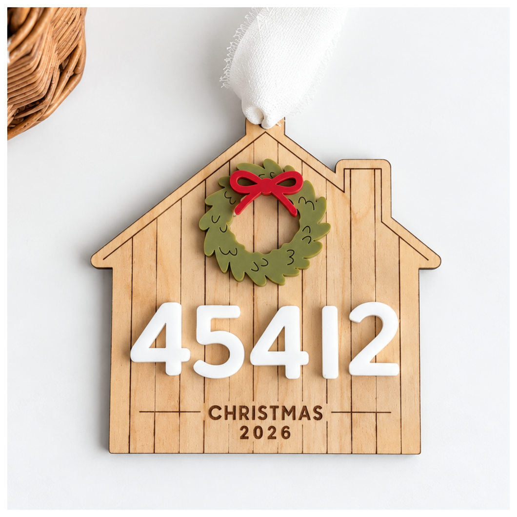 Personalized House ZIP Code Ornament | Custom Home Christmas Ornament | Hometown Ornament | New Home Gift