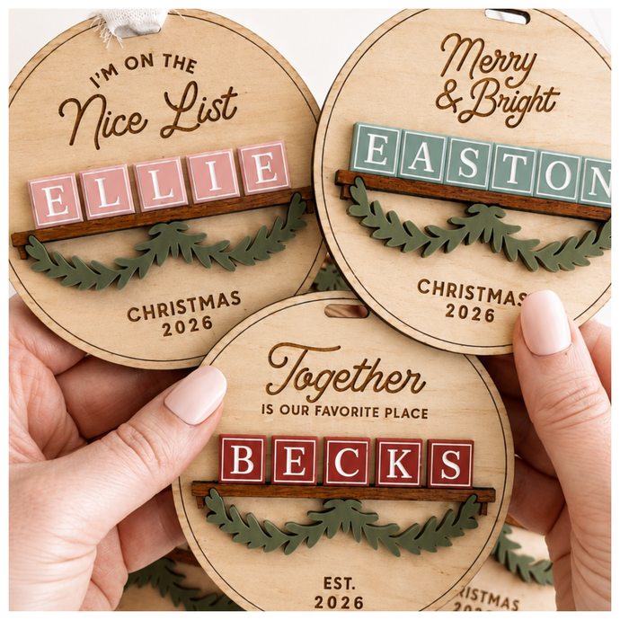 Personalized Christmas Ornament Bar | Choose Your Design & Letter Blocks