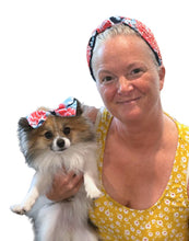 Patriotic Chinoiserie Floral Dog Bow Clip and Dog Collar Bowtie.