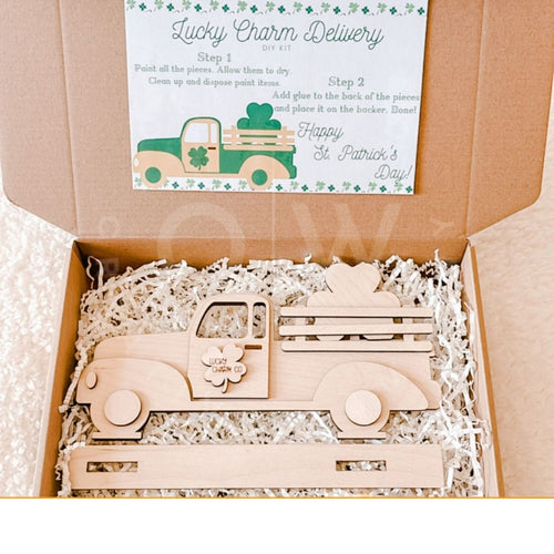 St. Patrick’s Day Wooden Truck DIY Painting Kit – Made with Love by a Homeschool Mama 🍀🎨.