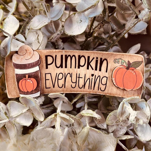 Pumpkin Everything Coffee Hand Painted Wood Hair Claw Clip.