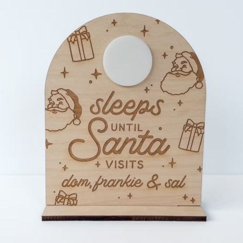 Custom Christmas Countdown Sign – Baltic Birch “Sleeps Until Santa Visits” Dry Erase Holiday Decor – OBX Handmade