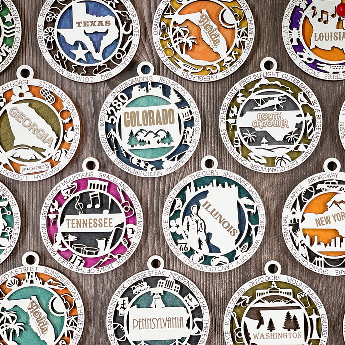 Handmade State Pride Christmas Ornaments and Car Charms