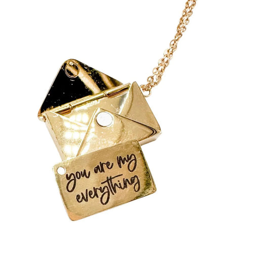 Secret Envelope Message Necklace – “You Are My Everything” Hidden Love Letter