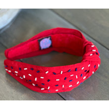 Patriotic Confetti Red Seed Bead Front Knot Headband - OBX Prep