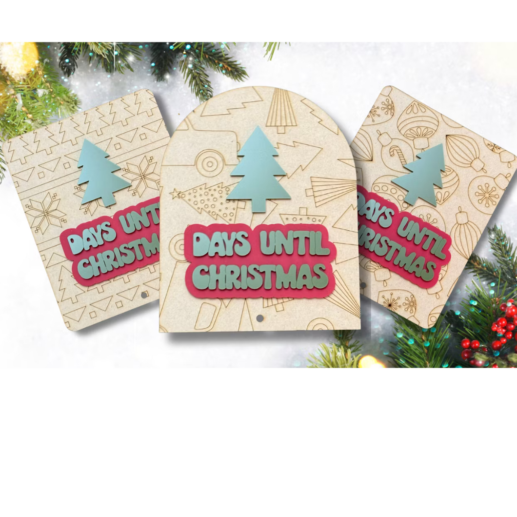 Days Until Christmas Sign | Dry Erase Christmas Countdown | Wood & Acrylic Holiday Sign | Handcrafted Baltic Birch | Arch or Rectangle Shape | OBX Made