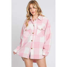 Pink Lightweight Oversized Flannel Shacket