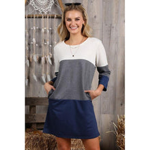 Rory 3/4 Sleeve Color Block Dress with Side Pockets - OBX Prep