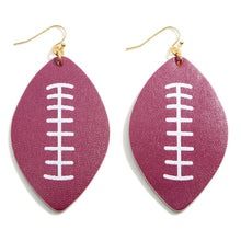 Football Spirit Wear Faux Leather Dangle Earrings in Team Colors - OBX Prep