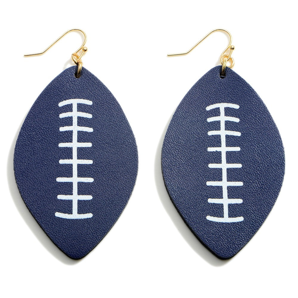 Football Spirit Wear Faux Leather Dangle Earrings in Team Colors - OBX Prep