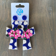 OBX Prep Exclusive! Polka Dot Cross Seed Beaded Dangle Earrings - OBX Prep