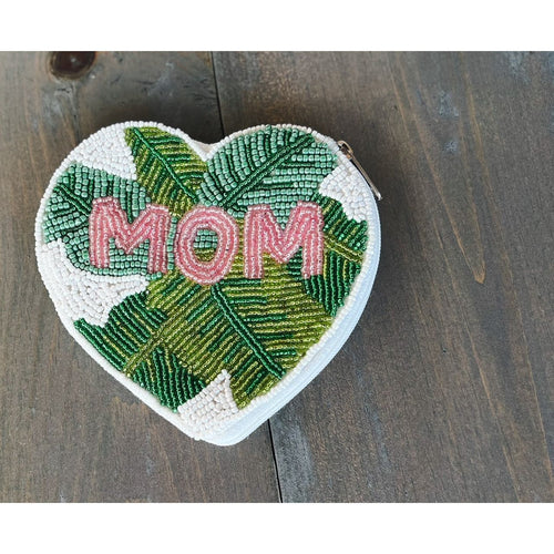 Mom Palm Heart Seed Beaded Coin Purse - OBX Prep