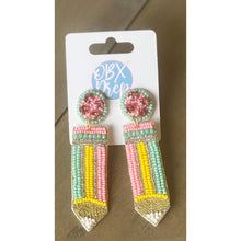 Pencil Seed Beaded Drop Earrings in Yellow and Pastel - OBX Prep