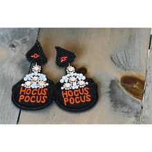 Hocus Pocus Cauldron Halloween Seed Bead Dangle Earrings - OBX Prep