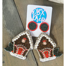 Glam Gingerbread House Beaded Dangle Earrings - OBX Prep