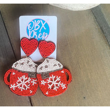 Christmas Hot Chocolate Mug Seed Beaded Earrings - OBX Prep