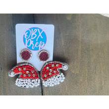 Beaded Christmas Santa Hat Dangle Earrings - OBX Prep