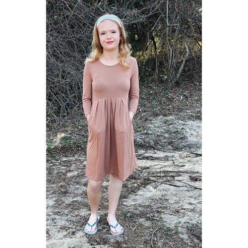 Pleated Waist 3/4 Sleeve Dress - OBX Prep