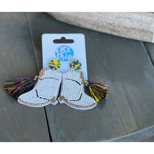 Mardi Gras Boots Seed Beaded Dangle Earring - OBX Prep