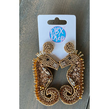 Gold Seahorse Seed Beaded Dangle Earrings - OBX Prep