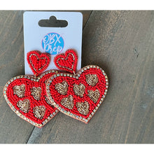 Heart Shape Seed Bead Drop Earrings Valentine's Day - OBX Prep