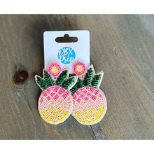 Bright Summer Pink Pineapple Seed Bead Dangle Earrings - OBX Prep