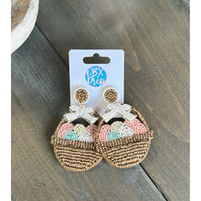 Easter Egg Basket Soft Pastel Seed Beaded Drop Earrings - OBX Prep