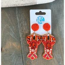 Lobster Handmade Seed Beaded Dangle Earrings - OBX Prep