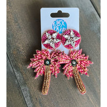 Pink Palm Tree Seed Beaded Dangle Earrings - OBX Prep