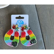 Rainbow Horseshoe with Clover Drop Earrings St Patrick's Day - OBX Prep