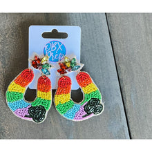 Rainbow Horseshoe with Clover Drop Earrings St Patrick's Day - OBX Prep