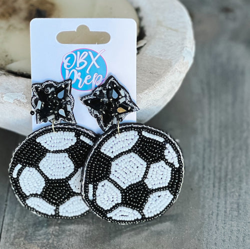 Soccer Seed Beaded Dangle Earrings - OBX Prep