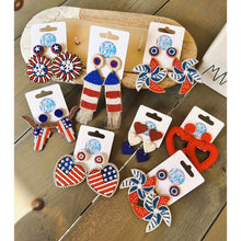Red White and Blue Hearts Polymer Clay Dangle Earrings - OBX Prep