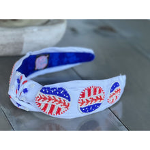 Patriotic Baseball Seed Beaded Top Knot Headband - OBX Prep