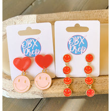 Smiley Face Enamel Hot Pink Dangle Earrings - OBX Prep