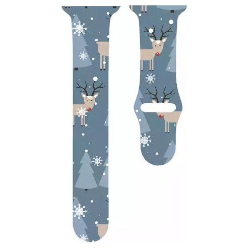 Cute Reindeer Blue and White Silicone Smart Watch Band - OBX Prep