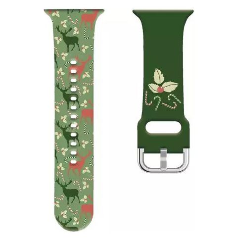 Reindeer Green and Red with Ornament Silicone Smart Watch Band - OBX Prep