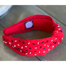 Patriotic Confetti Red Seed Bead Front Knot Headband - OBX Prep