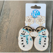 Christmas Snowman Seed Beaded Earrings - OBX Prep